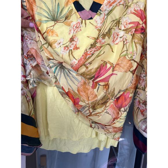 Yellow Floral Silk Top from Lola Italy, Size L - Picture 2 of 6
